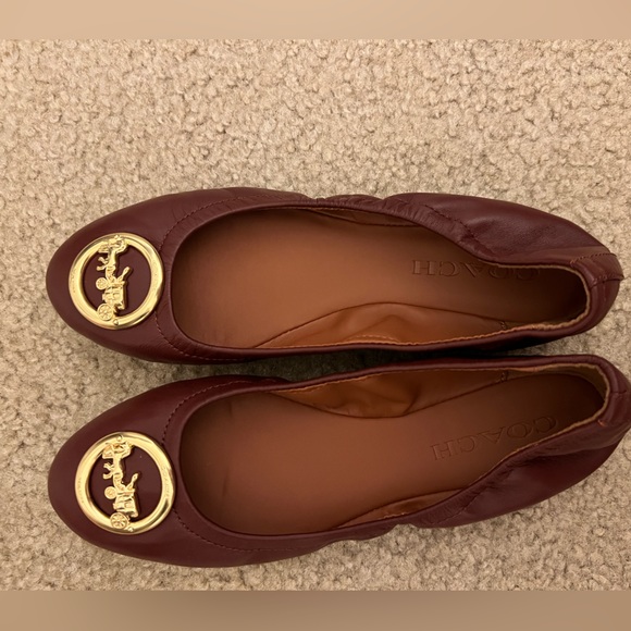 Coach Women's Bailey Smooth Leather Slip On Ballet Flats (dark red) - Picture 3 of 5